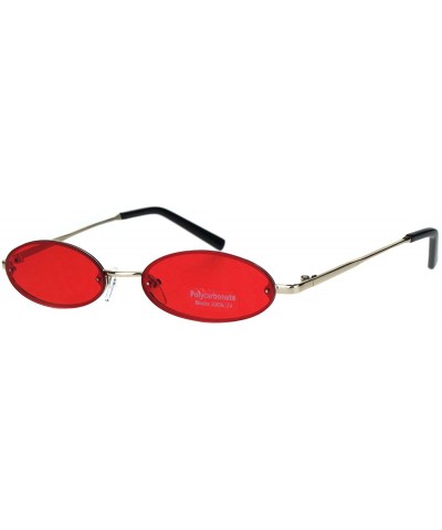 Oval Small Skinny Sunglasses Oval Rims Behind Lens Fashion Color Lens UV 400 - Gold (Red) - CS18SY9YYE6 $18.86