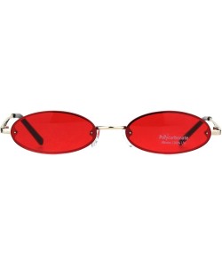 Oval Small Skinny Sunglasses Oval Rims Behind Lens Fashion Color Lens UV 400 - Gold (Red) - CS18SY9YYE6 $11.63