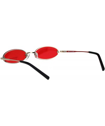 Oval Small Skinny Sunglasses Oval Rims Behind Lens Fashion Color Lens UV 400 - Gold (Red) - CS18SY9YYE6 $11.63