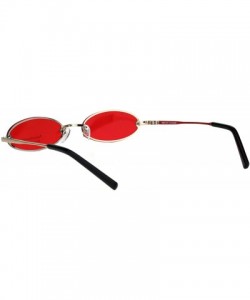 Oval Small Skinny Sunglasses Oval Rims Behind Lens Fashion Color Lens UV 400 - Gold (Red) - CS18SY9YYE6 $11.63