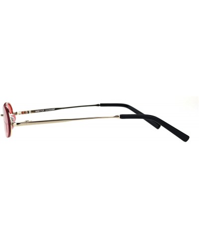 Oval Small Skinny Sunglasses Oval Rims Behind Lens Fashion Color Lens UV 400 - Gold (Red) - CS18SY9YYE6 $11.63