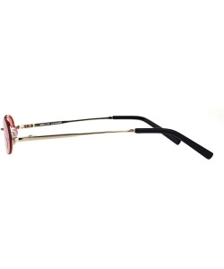 Oval Small Skinny Sunglasses Oval Rims Behind Lens Fashion Color Lens UV 400 - Gold (Red) - CS18SY9YYE6 $11.63