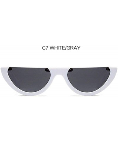 Aviator Half Frame Cat Eye Sunglasses Men Women Clear Colors Sun Clear Yellow Other - White Gray - CY18YNDD45T $8.58