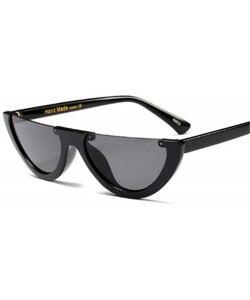 Aviator Half Frame Cat Eye Sunglasses Men Women Clear Colors Sun Clear Yellow Other - White Gray - CY18YNDD45T $8.58