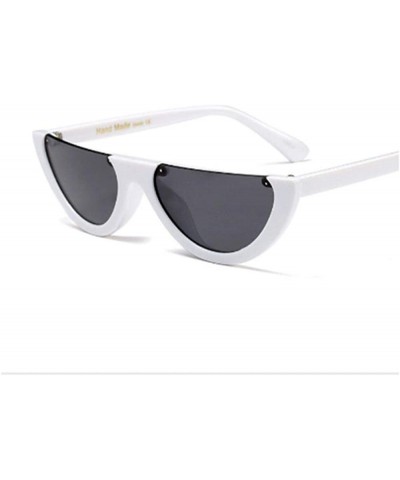 Aviator Half Frame Cat Eye Sunglasses Men Women Clear Colors Sun Clear Yellow Other - White Gray - CY18YNDD45T $8.58