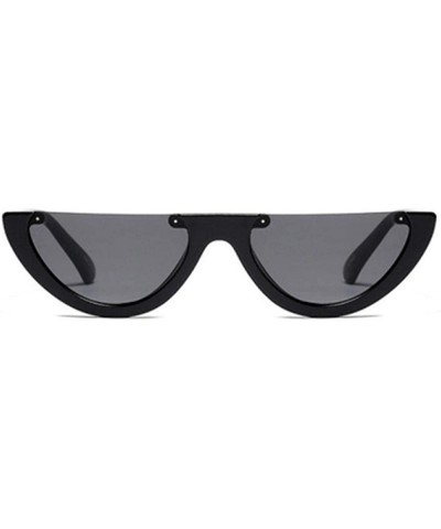 Aviator Half Frame Cat Eye Sunglasses Men Women Clear Colors Sun Clear Yellow Other - White Gray - CY18YNDD45T $8.58