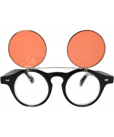 Round Steampunk Retro Gothic Vintage Hippie Colored Metal Round Circle Frame Sunglasses Colored Lens - CP186YA4CHE $8.46