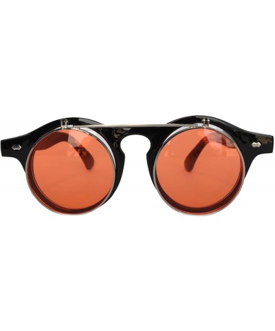 Round Steampunk Retro Gothic Vintage Hippie Colored Metal Round Circle Frame Sunglasses Colored Lens - CP186YA4CHE $8.46