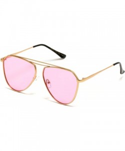 Aviator Geometric Gold Frame Color Tinted Lens Sunglasses - Pink - CG12N759WJS $11.62