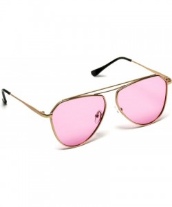 Aviator Geometric Gold Frame Color Tinted Lens Sunglasses - Pink - CG12N759WJS $11.62