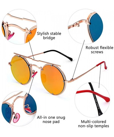 Rimless Round Steampunk Sunglasses-Retro Eyewear Metal Frames-Fashion Goggle Unisex - E - CZ190E86UA7 $24.44