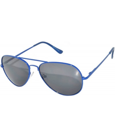 Aviator Aviator Style Sunglasses Colored Lens Colored Metal Frame with Spring Hinge - Blue_smoke_lens - CE121GEY8TT $10.09