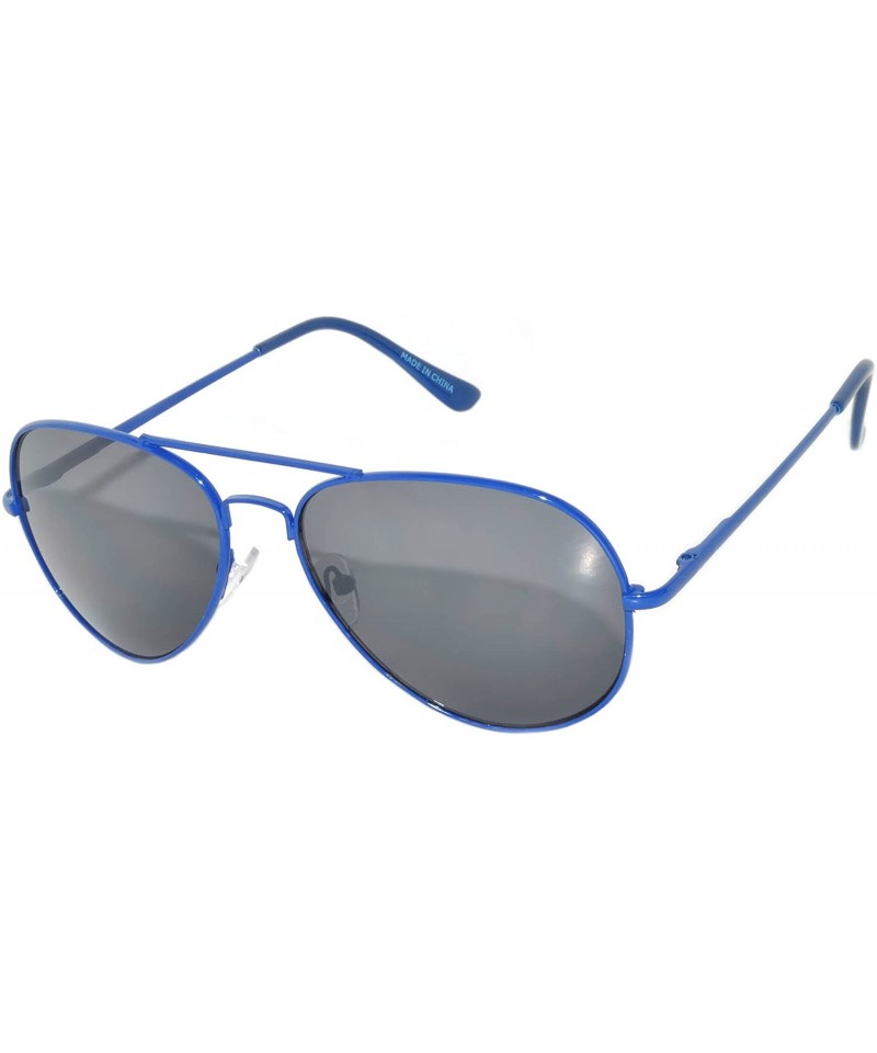 Aviator Aviator Style Sunglasses Colored Lens Colored Metal Frame with Spring Hinge - Blue_smoke_lens - CE121GEY8TT $10.09