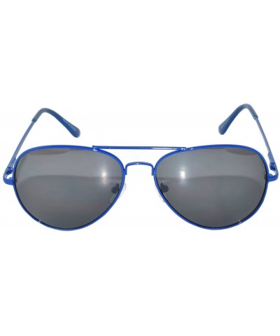 Aviator Aviator Style Sunglasses Colored Lens Colored Metal Frame with Spring Hinge - Blue_smoke_lens - CE121GEY8TT $10.09