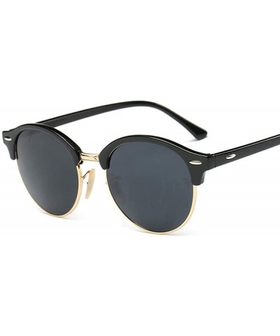 Aviator Retro Round Sunglasses Women Men Brand Design Rivet Female Sun Glasses Men C1 - C1 - CQ18XE0C9NO $17.48