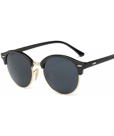 Aviator Retro Round Sunglasses Women Men Brand Design Rivet Female Sun Glasses Men C1 - C1 - CQ18XE0C9NO $7.13