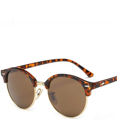 Aviator Retro Round Sunglasses Women Men Brand Design Rivet Female Sun Glasses Men C1 - C1 - CQ18XE0C9NO $7.13