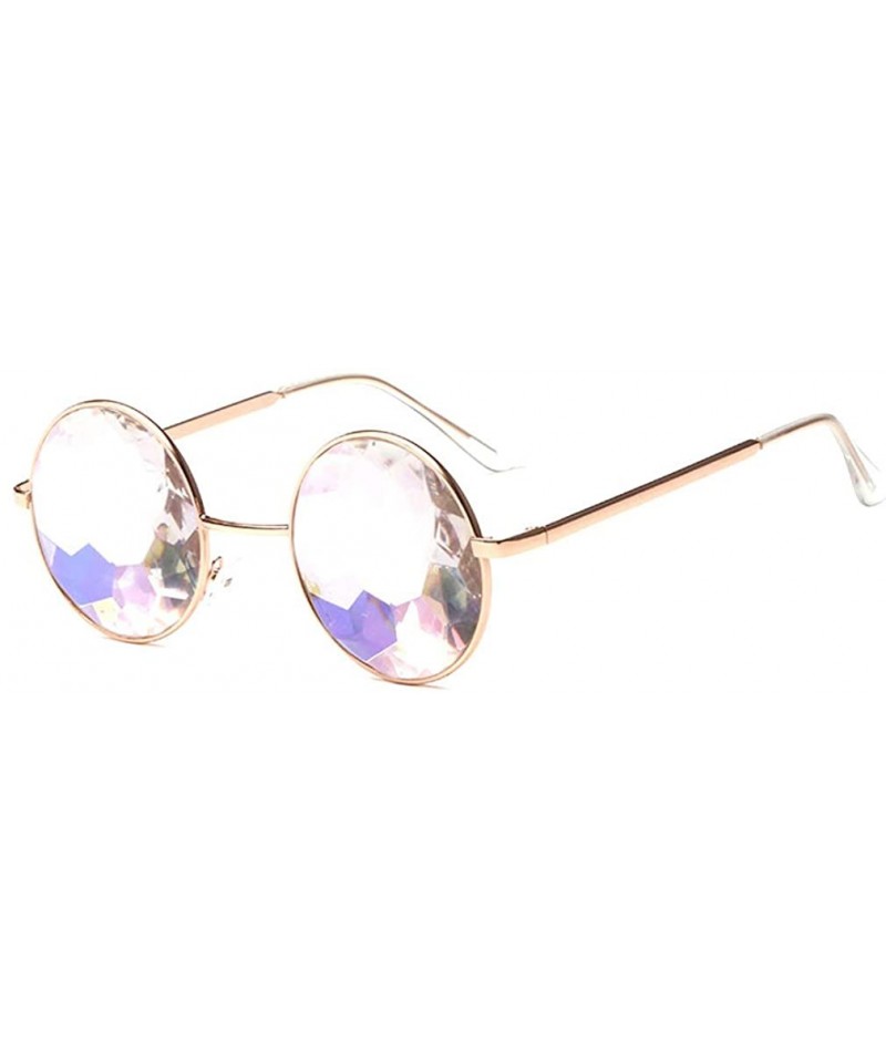 Round Kaleidoscope Vintage Round Glasses - Gold - CV18USIXULD $35.84