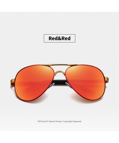 Sport Polarized Sunglasses for Men Aviator Retro UV400 Protection HD 58mm - Red Red - C018XRNZKD7 $14.19