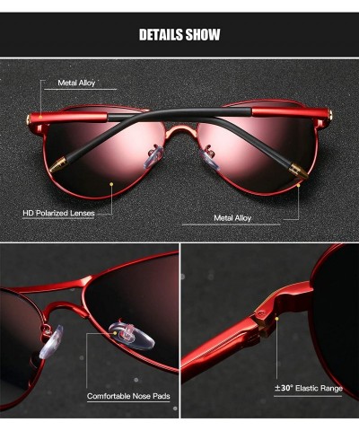 Sport Polarized Sunglasses for Men Aviator Retro UV400 Protection HD 58mm - Red Red - C018XRNZKD7 $14.19