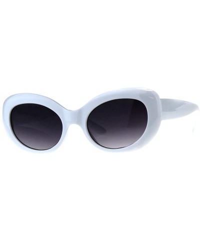 Oval Womens Sunglasses Oval Cateye Vintage Fashion Frame UV 400 - White (Smoke) - C818KZG4TMZ $24.77