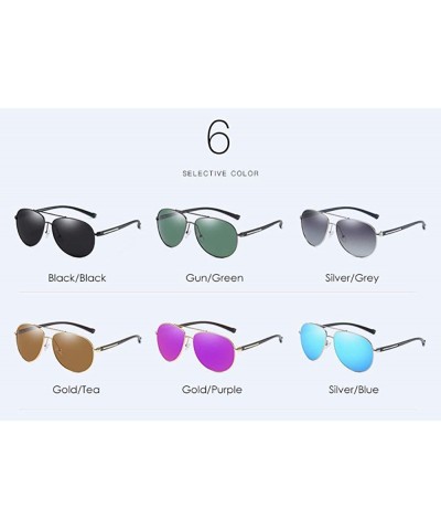 Aviator Sunglasses Men's Polarizing Sunglasses Classic Toad Lens Polarizing Sunglasses Driving Glasses - F - CX18QO3TE27 $31.08