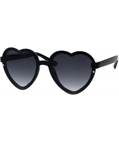 Shield Womens Rimless Heart Shape Shield Valentines Plastic Sunglasses - Black Smoke - CJ18E09MWMZ $11.18