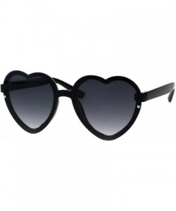 Shield Womens Rimless Heart Shape Shield Valentines Plastic Sunglasses - Black Smoke - CJ18E09MWMZ $11.18