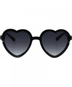 Shield Womens Rimless Heart Shape Shield Valentines Plastic Sunglasses - Black Smoke - CJ18E09MWMZ $11.18