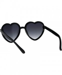 Shield Womens Rimless Heart Shape Shield Valentines Plastic Sunglasses - Black Smoke - CJ18E09MWMZ $11.18