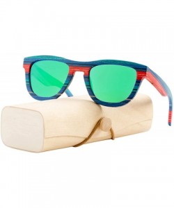 Square Men Wooden Sunglasses- Bamboo Wood Sunglasses for Women with Polarized Lens - Green - CC18TTY2MO7 $15.83