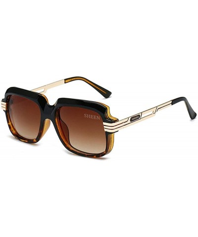 Sport Oversized Retro Sunglasses Mens Bold Pilot Sports Sunglasses Metal Frame Transparen Lenst - Green - CA18E6UU3R4 $14.79
