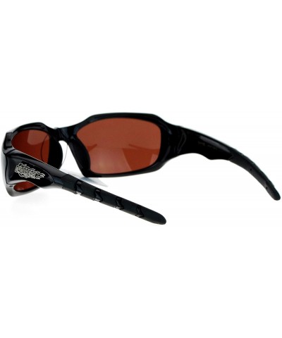 Rectangular Sunglasses Mens Fashion Rectangular Wrap Around Rubber End - Black (Brown) - CV187K3H98W $11.84