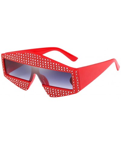 Oversized Fashion Star Sunglasses Men Women - UV400 Protection Eyewear with Case - Red - CW18DLY0I6Y $20.52