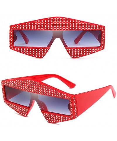 Oversized Fashion Star Sunglasses Men Women - UV400 Protection Eyewear with Case - Red - CW18DLY0I6Y $20.52