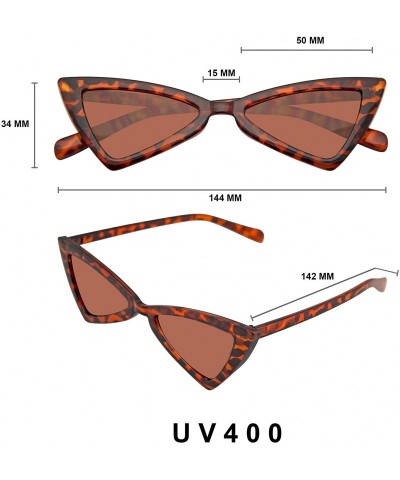 Cat Eye Women Vintage Triangle Sunglasses Fashion Anti UV Glasses Retro Cat Eye Eyewear - Brown - CC18TQG2UKS $11.31