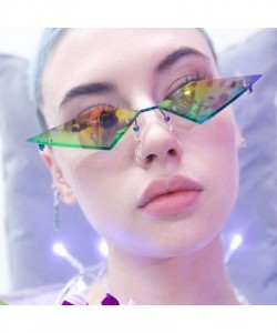 Cat Eye Unisex Irregular Diamond Shape Sunglasses - Man&Women Easter Party Favors Clarity Lenses Cat Eye Glasses (Green) - C1...