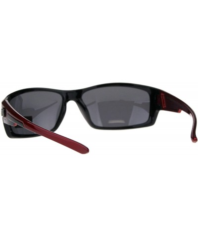 Rectangular Nitrogen Polarized Lens Sunglasses Mens Wrap Around Rectangular Shades - Black Red (Black) - C018E3L0RQN $14.02