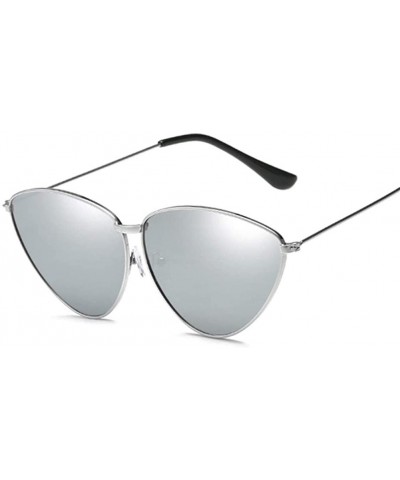 Cat Eye Women Metal Frame Cat Eye Sunglasses UV400 Mirror Sun Glasses Female Vintage Eyewear - Silversilver - C5199G0DKRL $22.07