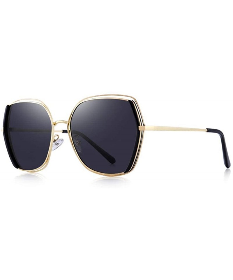 Oversized DESIGN Women Luxury Brand Polarized Sunglasses Ladies Fashion C01 Black - C01 Black - CX18XE0NKM0 $32.81