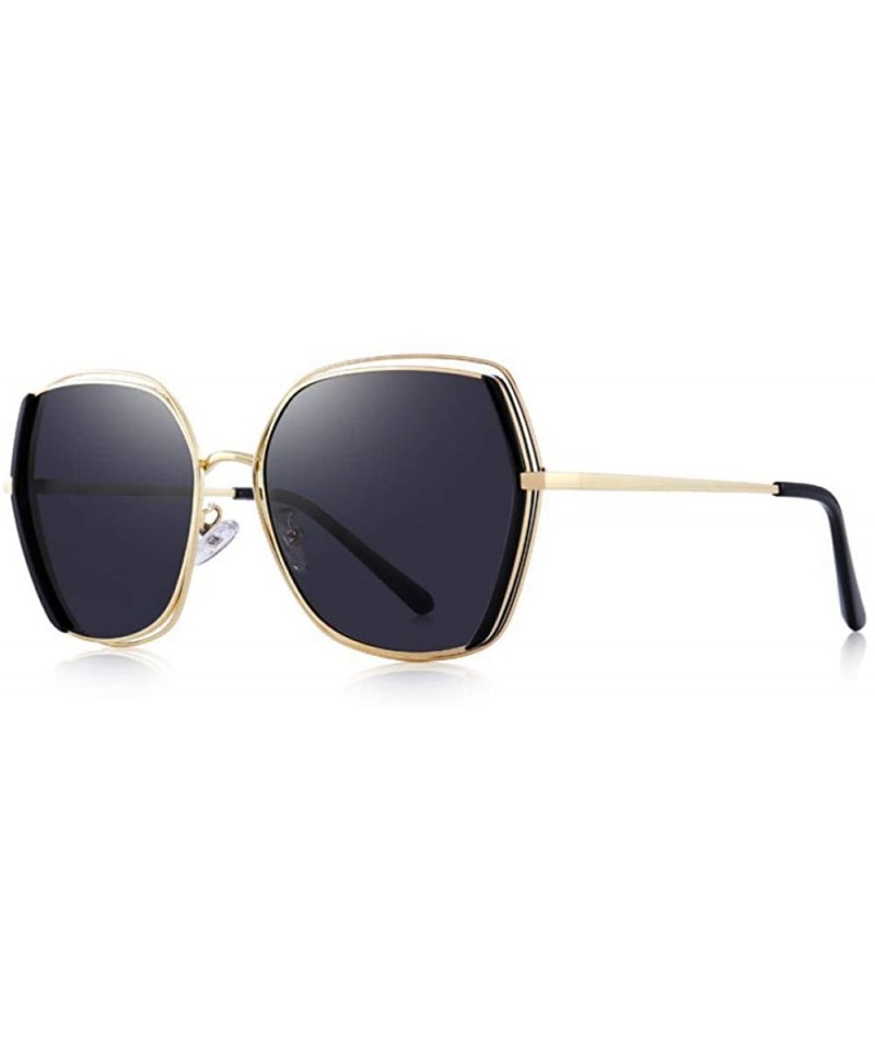 Oversized DESIGN Women Luxury Brand Polarized Sunglasses Ladies Fashion C01 Black - C01 Black - CX18XE0NKM0 $30.79