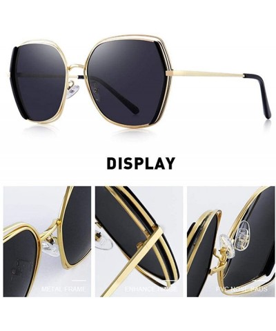 Oversized DESIGN Women Luxury Brand Polarized Sunglasses Ladies Fashion C01 Black - C01 Black - CX18XE0NKM0 $32.81