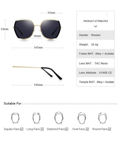 Oversized DESIGN Women Luxury Brand Polarized Sunglasses Ladies Fashion C01 Black - C01 Black - CX18XE0NKM0 $30.79