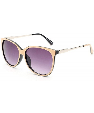 Oval Women Oversized Fashion Sunglasses Female Vintage Round Big Frame Outdoor Sunglass UV400 - Champagne - CS197YC25RT $36.04