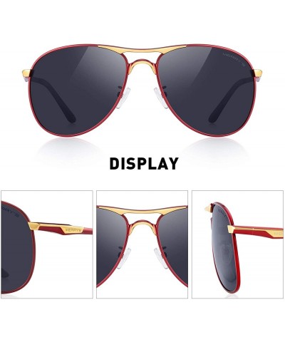 Aviator Men Classic Pilot Sunglasses HD Polarized Shield Sunglasses for Mens Driving UV400 Protection S8175 - Gold&red - C212...