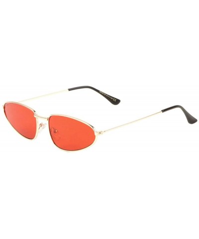 Oval Semi Oval Thin Frame Color Lens Sunglasses - Red - C3197A7S2X5 $16.41