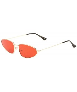 Oval Semi Oval Thin Frame Color Lens Sunglasses - Red - C3197A7S2X5 $16.41