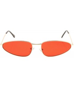 Oval Semi Oval Thin Frame Color Lens Sunglasses - Red - C3197A7S2X5 $16.41