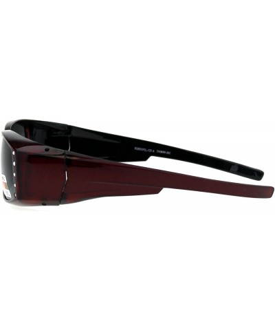 Rectangular Polarized 57mm Womens Side Rhinestone Trim Narrow Rectangular Fit Over Sunglasses - Red Black - CX18GYGNCER $10.67