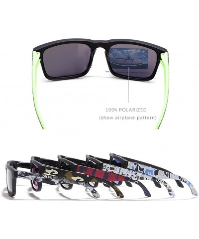Square Eye-Catching Function Polarized Sunglasses for Men Matte Black Frame Fit Skull Zipper Case C11 - CU194O6MS6C $21.99